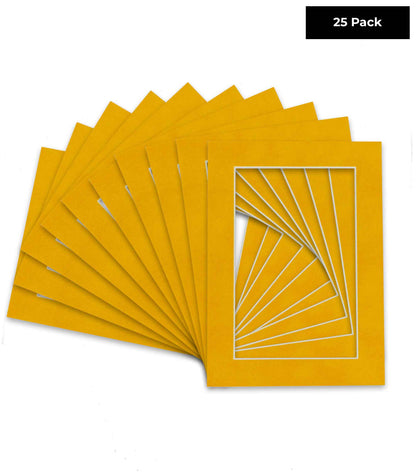 Pack of 25 Bright Yellow Precut Acid-Free Matboards