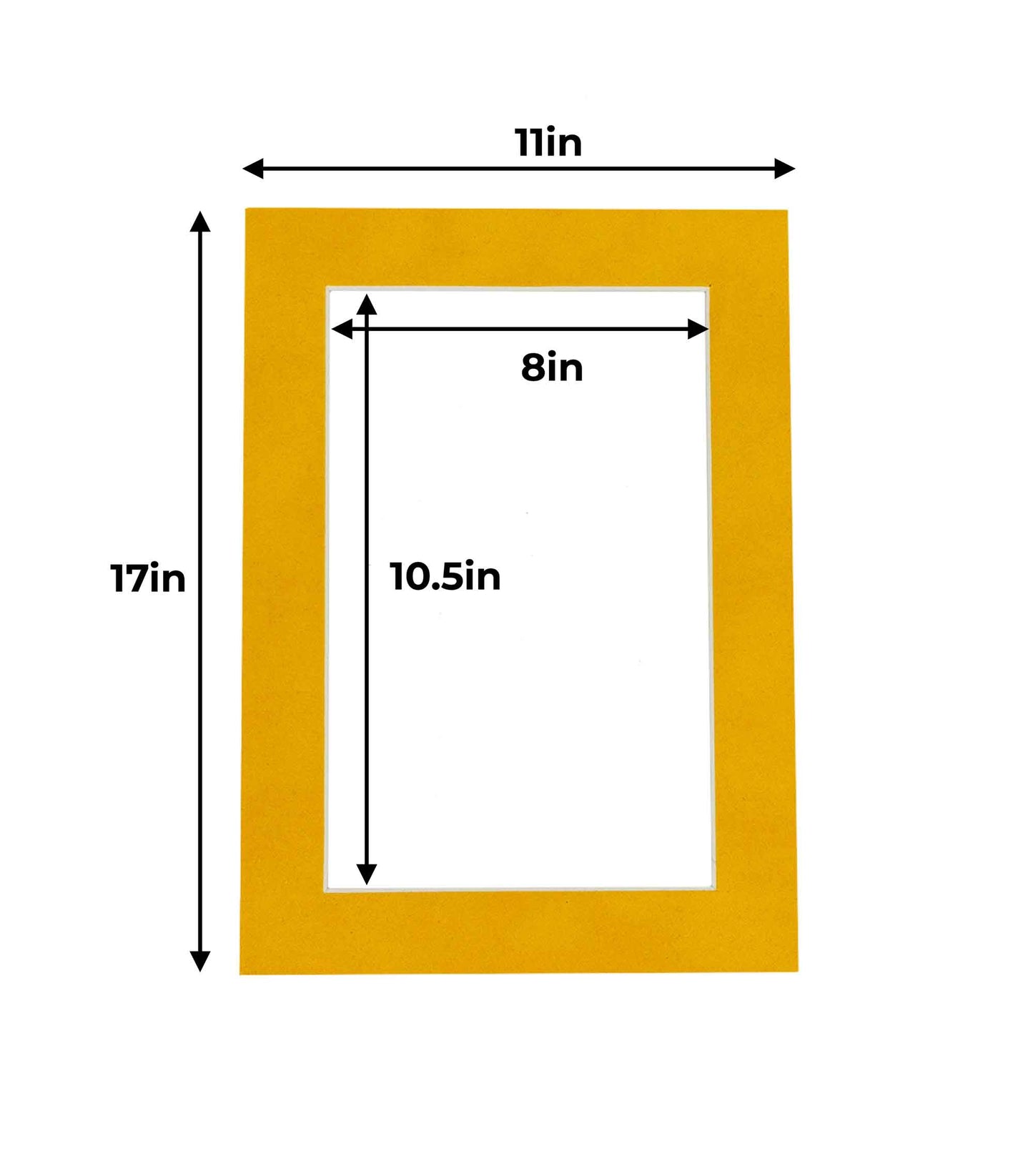 Pack of 10 Bright Yellow Precut Acid-Free Matboard Set with Clear Bags & Backings