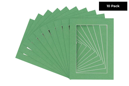 Pack of 10 Turf Green Precut Acid-Free Matboards