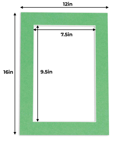 Pack of 25 Turf Green Precut Acid-Free Matboards