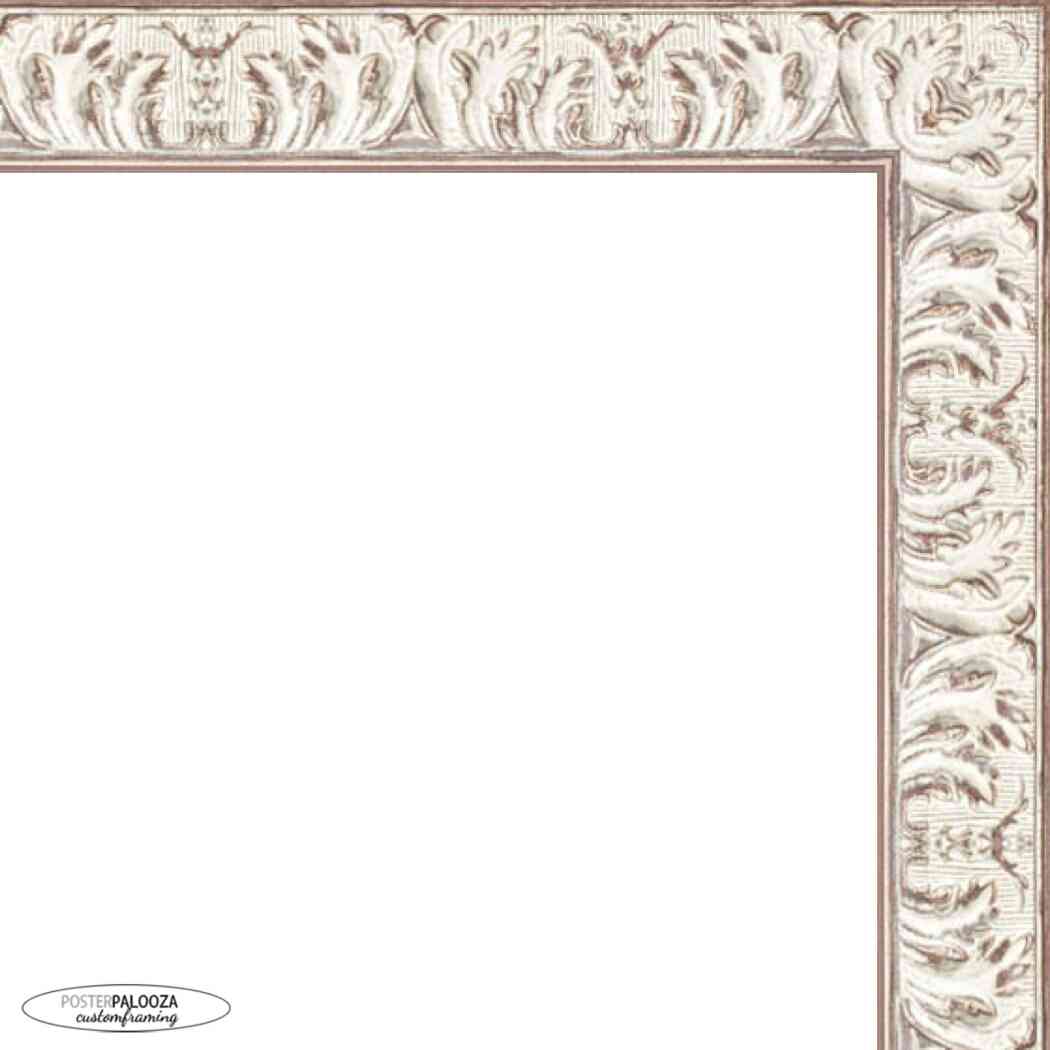 Ornate White Washed Wood Picture Frame