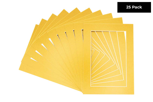 Pack of 25 Metallic Gold Precut Acid-Free Matboards