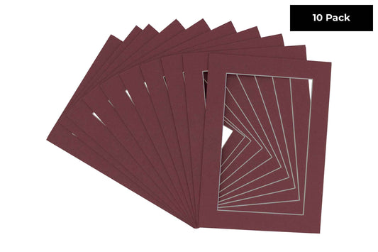 Pack of 10 Maroon Precut Acid-Free Matboards