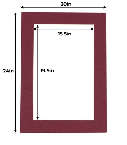 Pack of 10 Maroon Precut Acid-Free Matboard Set with Clear Bags & Backings