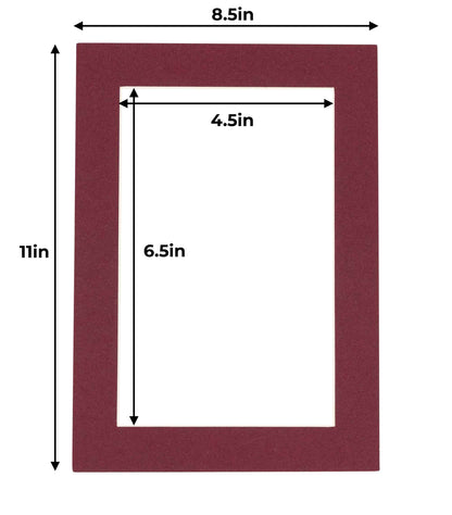 Pack of 10 Maroon Precut Acid-Free Matboard Set with Clear Bags & Backings