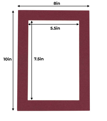 Pack of 10 Maroon Precut Acid-Free Matboard Set with Clear Bags & Backings