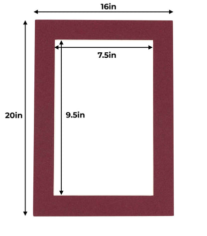 Pack of 10 Maroon Precut Acid-Free Matboard Set with Clear Bags & Backings