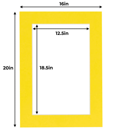 Pack of 25 Yellow Precut Acid-Free Matboards