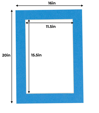 Pack of 25 Bay Blue Precut Acid-Free Matboard Set with Clear Bags & Backings