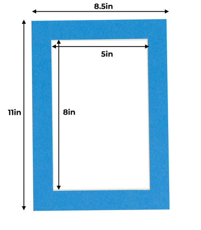 Pack of 10 Bay Blue Precut Acid-Free Matboard Set with Clear Bags & Backings