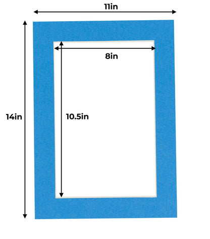 Pack of 10 Bay Blue Precut Acid-Free Matboard Set with Clear Bags & Backings