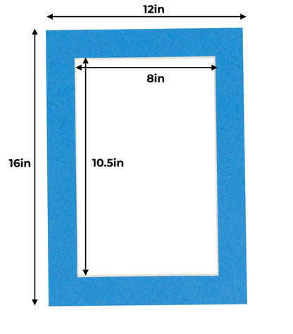 Pack of 25 Bay Blue Precut Acid-Free Matboard Set with Clear Bags & Backings