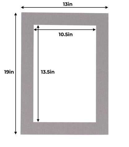 Pack of 25 Charcoal Grey Precut Acid-Free Matboard Set with Clear Bags & Backings
