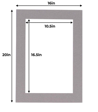 Pack of 25 Charcoal Grey Precut Acid-Free Matboard Set with Clear Bags & Backings