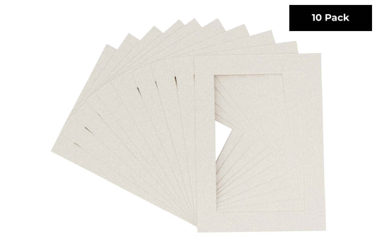 Pack of 10 Oyster Shell White Precut Acid-Free Matboard Set with Clear Bags & Backings