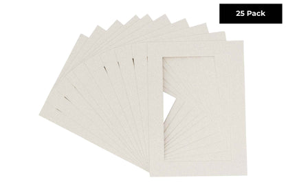 Pack of 25 Oyster Shell White Precut Acid-Free Matboard Set with Clear Bags & Backings