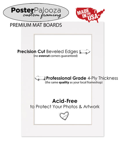 Pack of 10 Maroon Precut Acid-Free Matboard Set with Clear Bags & Backings