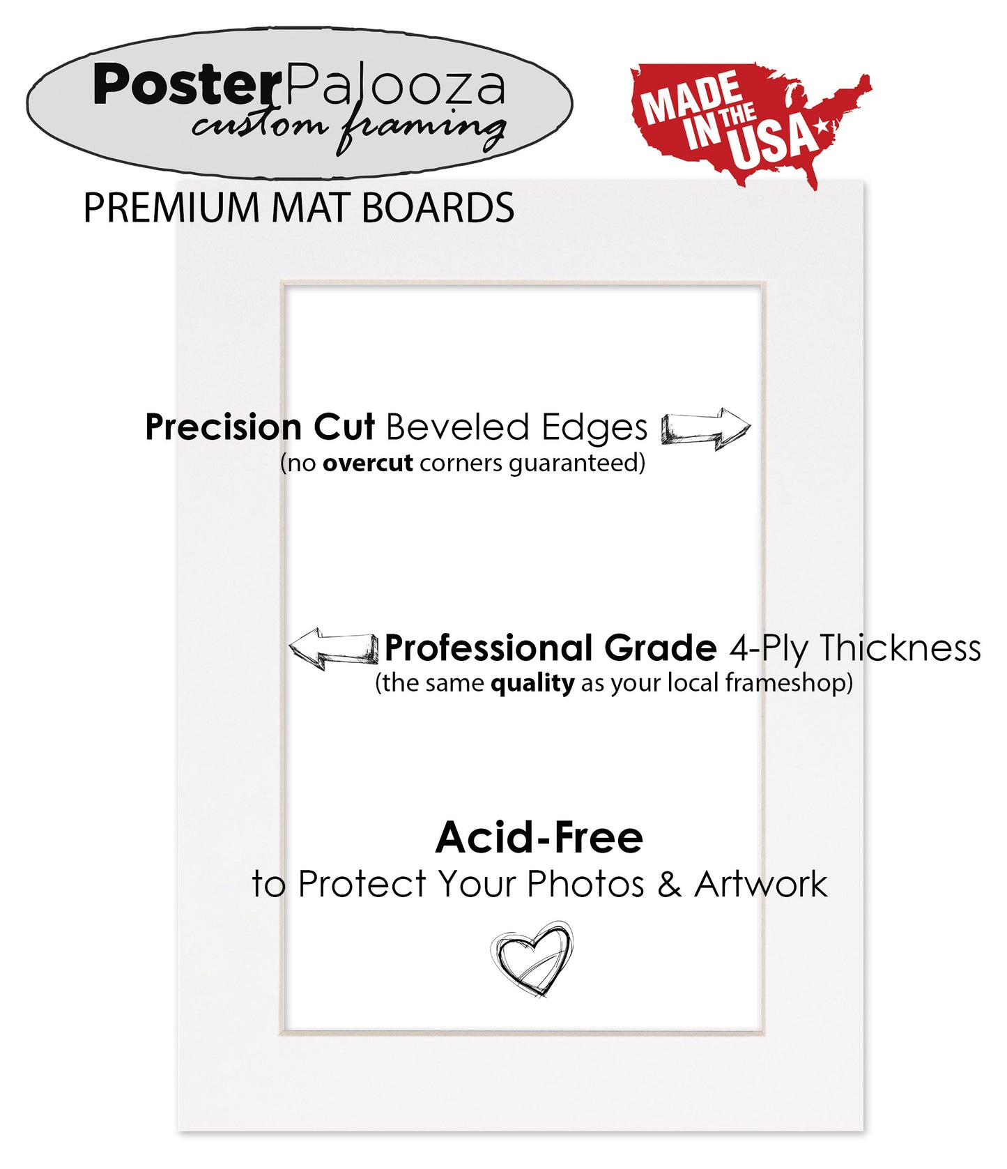 Pack of 25 Dark Grey Suede Precut Acid-Free Matboard Set with Clear Bags & Backings