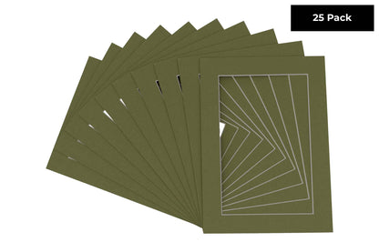 Pack of 25 Dill Green Precut Acid-Free Matboards