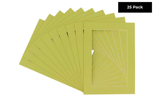 Pack of 25 Pistachio Green Precut Acid-Free Matboard Set with Clear Bags & Backings