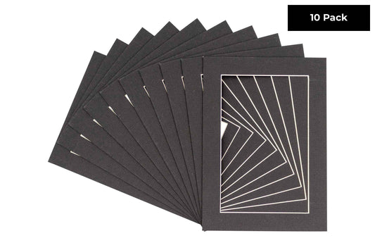 Pack of 10 Textured Black Precut Acid-Free Matboards