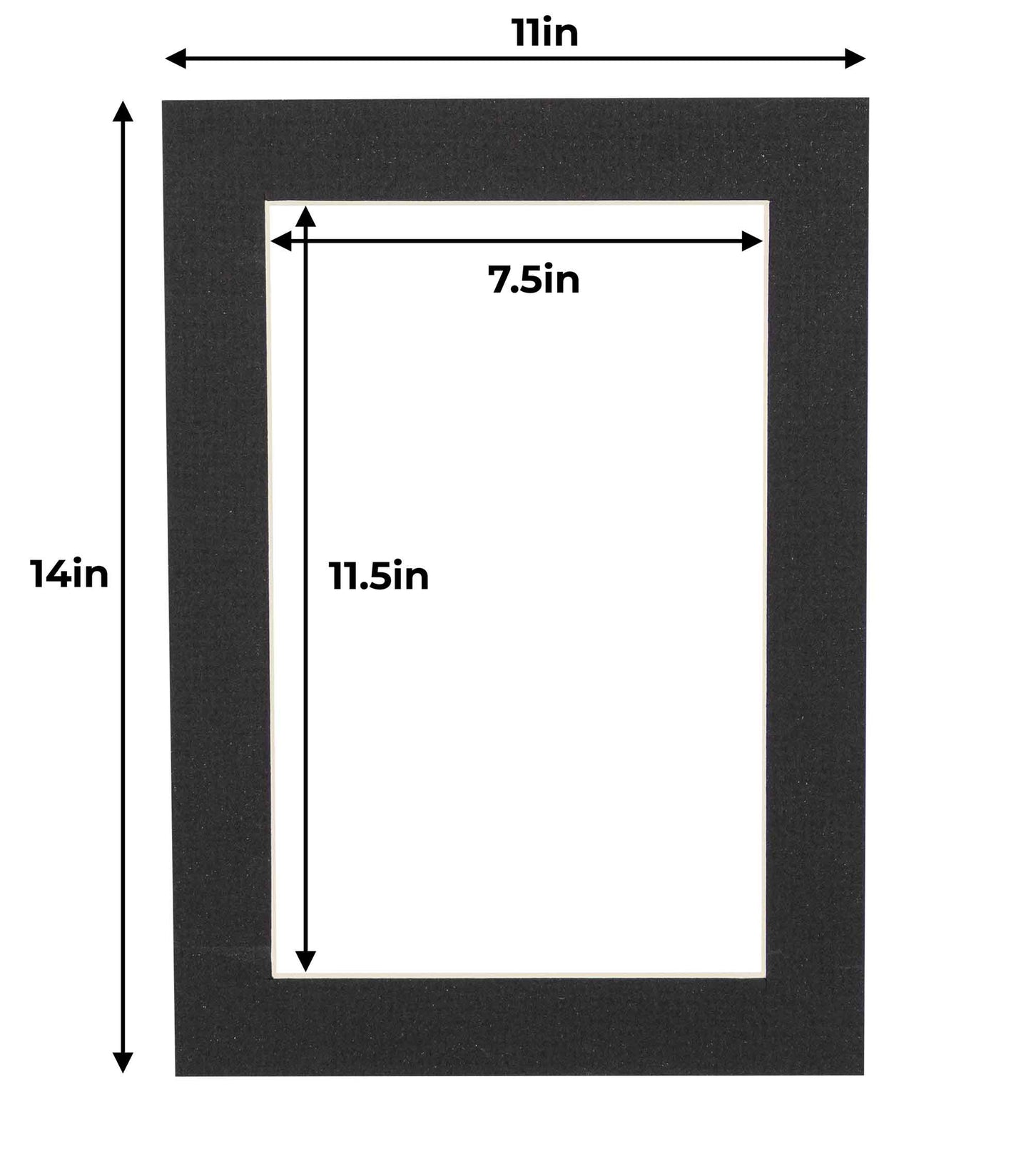 Pack of 25 Textured Black Precut Acid-Free Matboard Set with Clear Bags & Backings