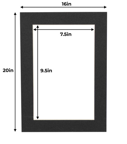 Pack of 25 Textured Black Precut Acid-Free Matboard Set with Clear Bags & Backings