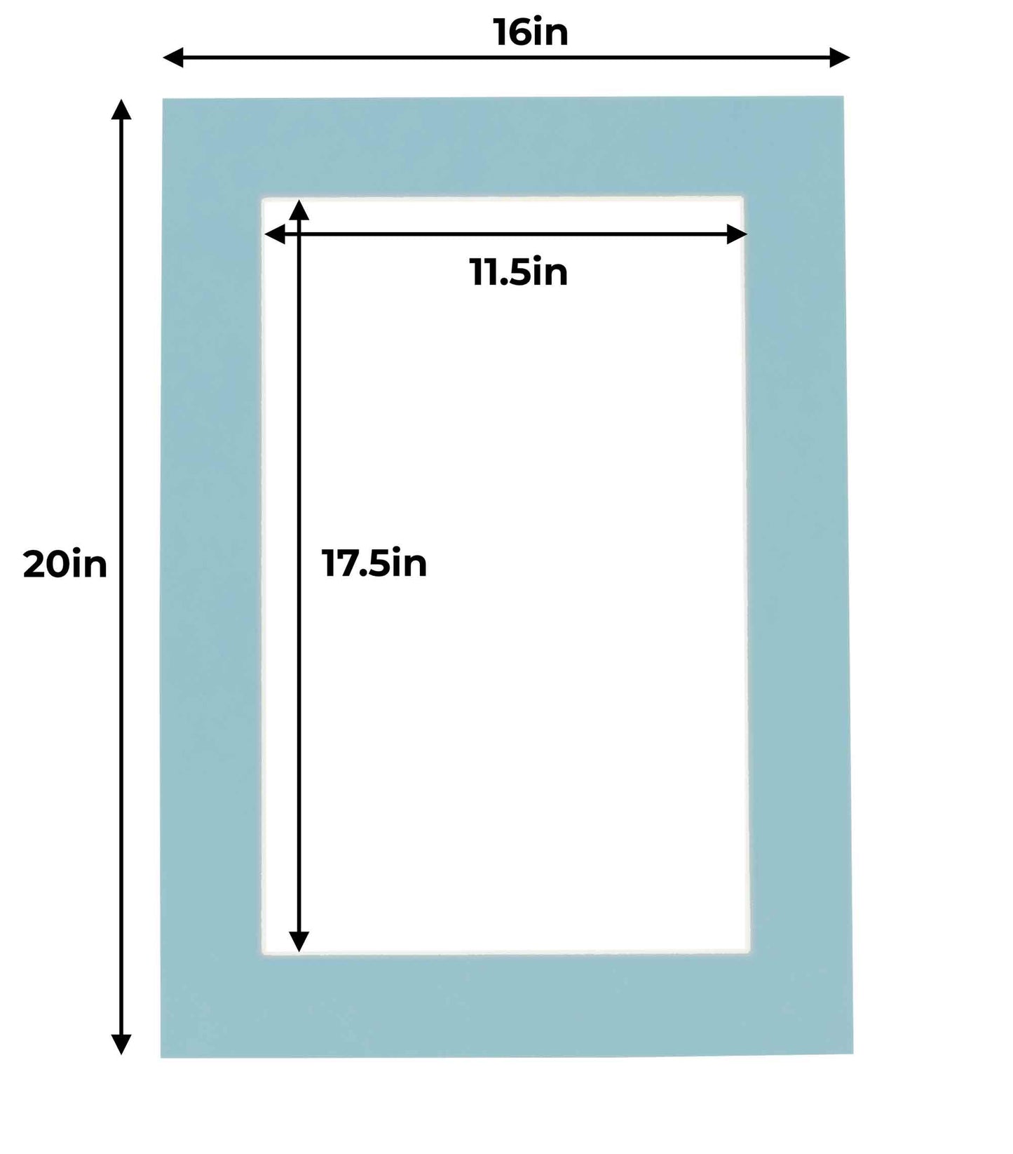 Pack of 25 Aqua Blue Precut Acid-Free Matboard Set with Clear Bags & Backings