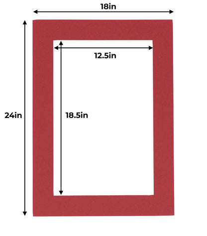 Pack of 25 Deep Red Precut Acid-Free Matboard Set with Clear Bags & Backings