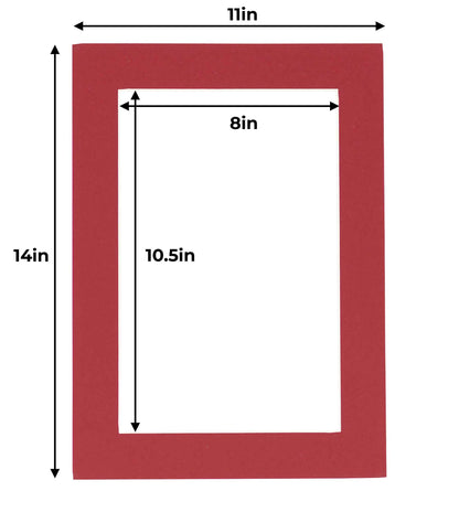 Pack of 10 Deep Red Precut Acid-Free Matboard Set with Clear Bags & Backings