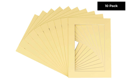 Pack of 10 Soft Yellow Precut Acid-Free Matboards