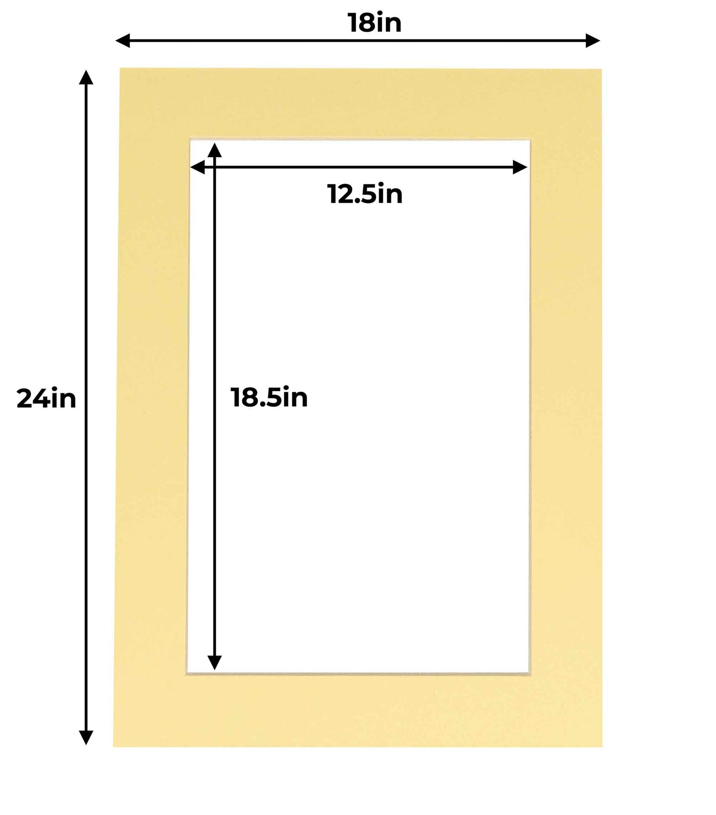 Pack of 25 Soft Yellow Precut Acid-Free Matboard Set with Clear Bags & Backings