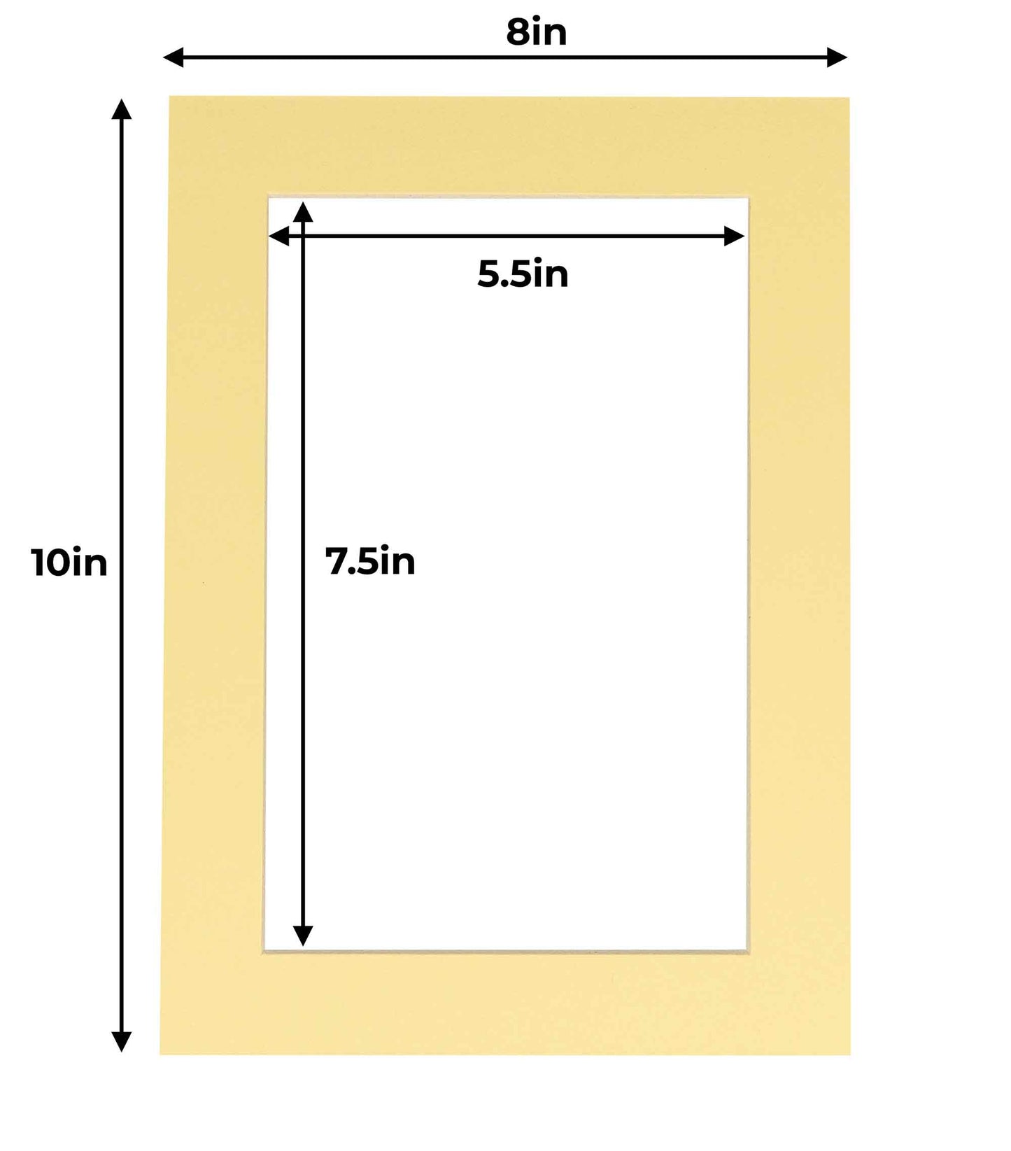 Pack of 25 Soft Yellow Precut Acid-Free Matboard Set with Clear Bags & Backings