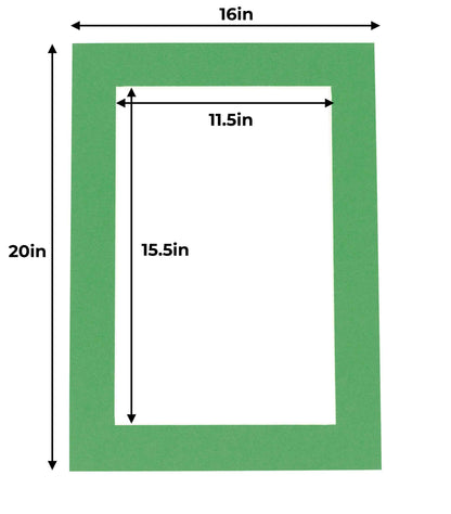 Pack of 10 Bright Green Precut Acid-Free Matboards