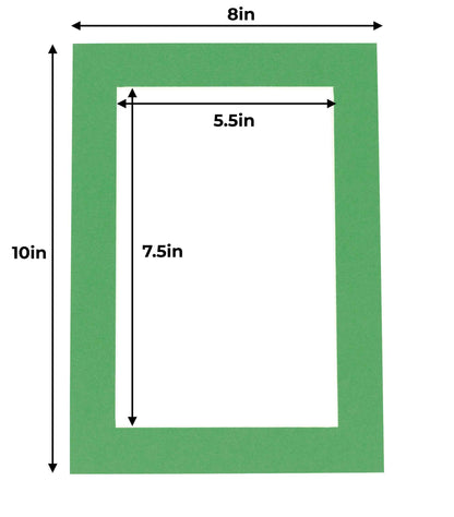 Pack of 10 Bright Green Precut Acid-Free Matboards