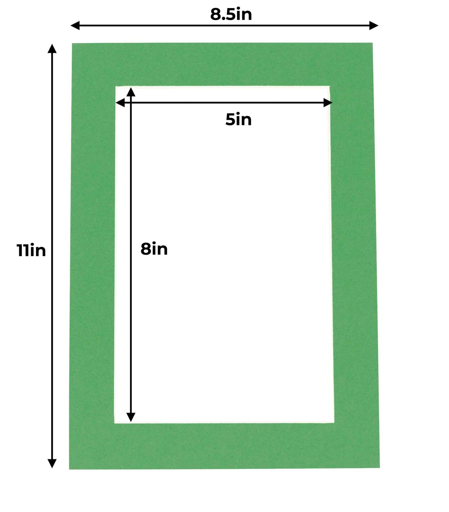 Pack of 25 Bright Green Precut Acid-Free Matboard Set with Clear Bags & Backings