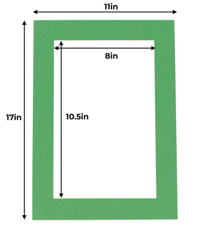 Pack of 10 Bright Green Precut Acid-Free Matboards