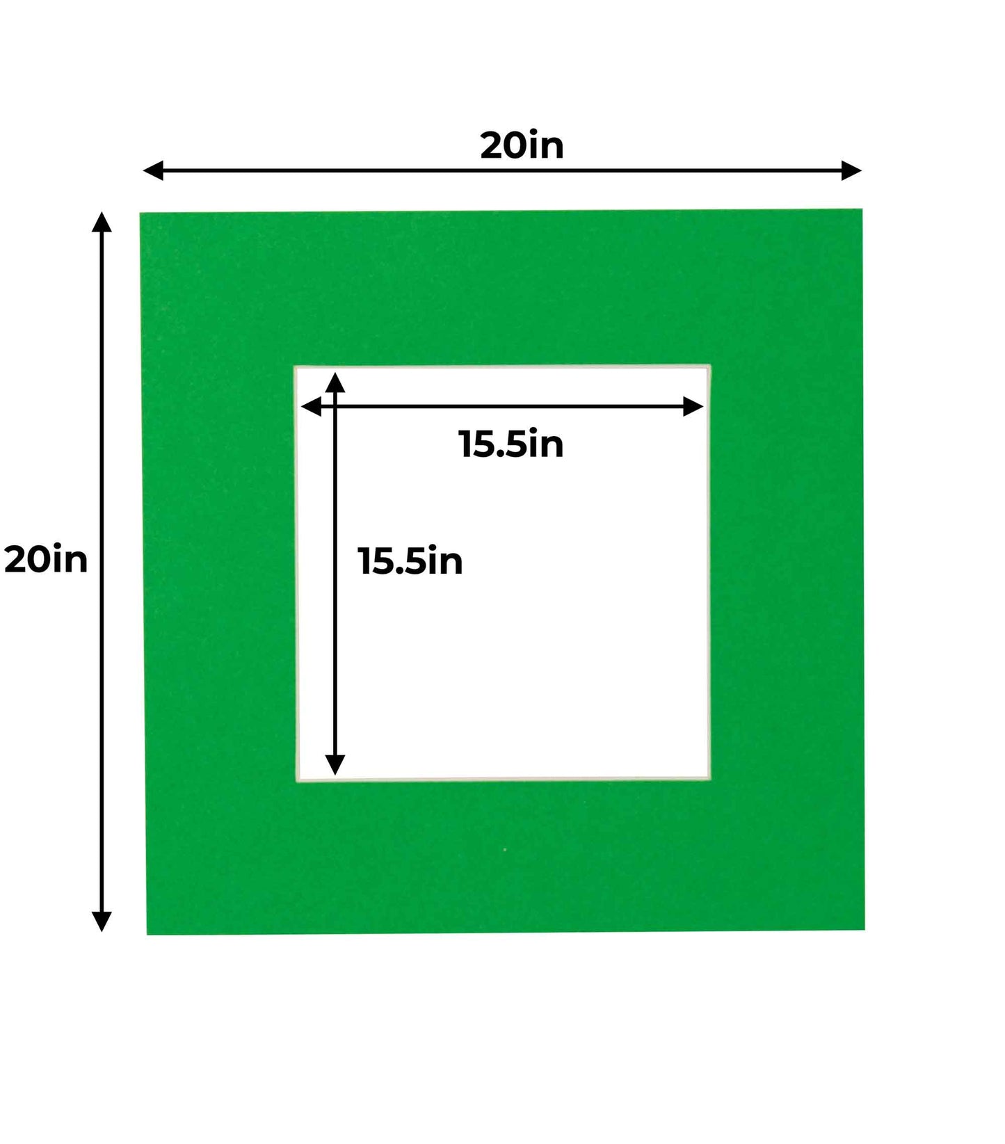 Pack of 25 Bright Green Precut Acid-Free Matboard Set with Clear Bags & Backings