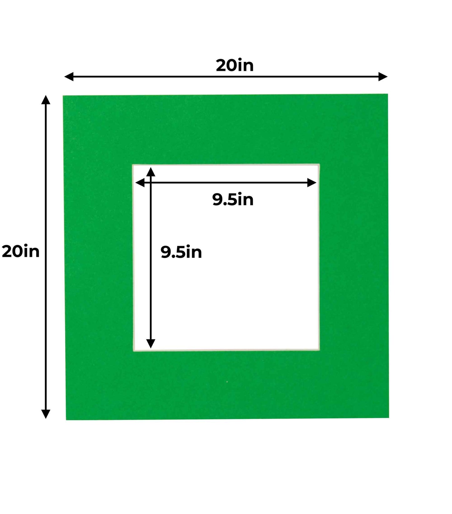 Pack of 25 Bright Green Precut Acid-Free Matboard Set with Clear Bags & Backings