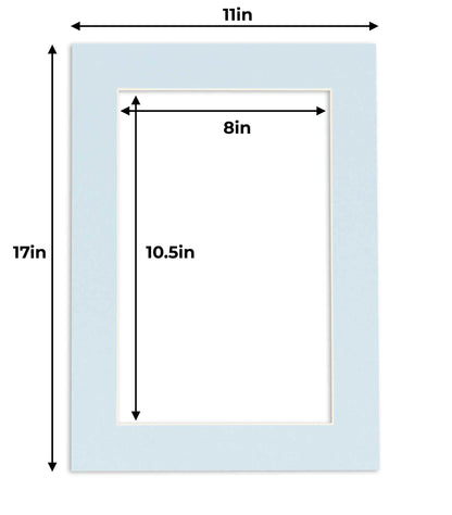 Pack of 10 Baby Blue Precut Acid-Free Matboard Set with Clear Bags & Backings