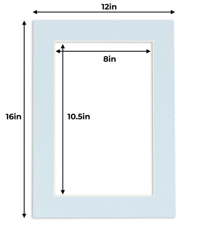 Pack of 10 Baby Blue Precut Acid-Free Matboard Set with Clear Bags & Backings