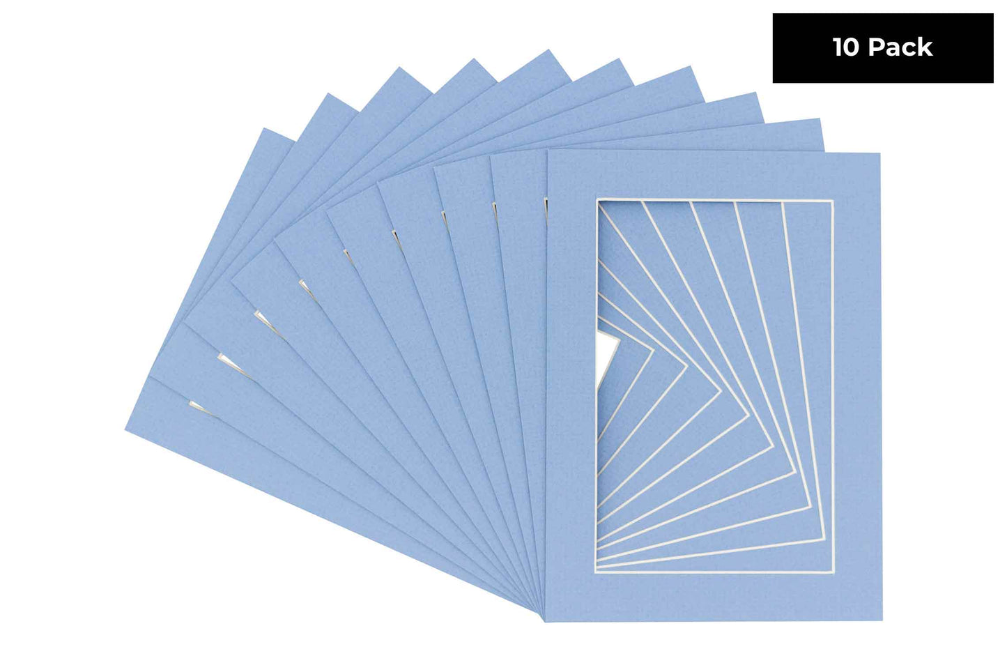 Pack of 10 Brittany Blue Precut Acid-Free Matboard Set with Clear Bags & Backings
