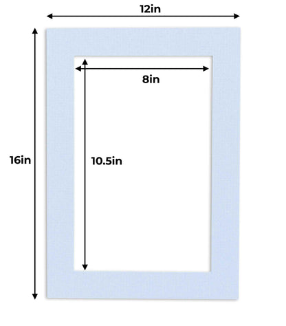 Pack of 10 Brittany Blue Precut Acid-Free Matboard Set with Clear Bags & Backings