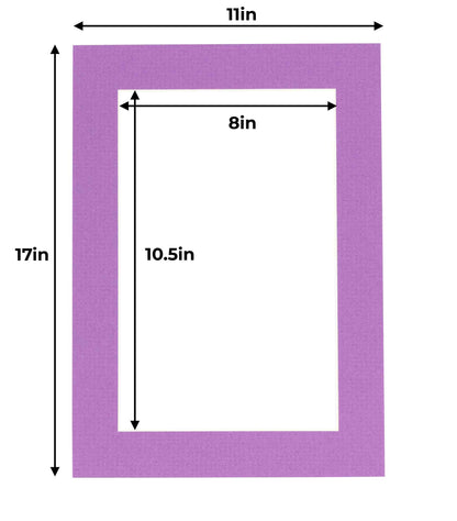 Pack of 25 Dark Purple Precut Acid-Free Matboard Set with Clear Bags & Backings