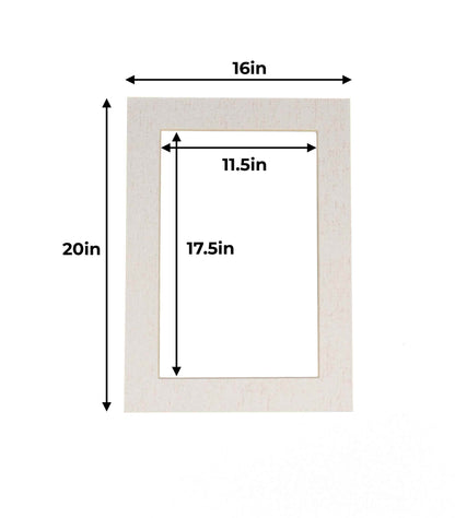 White Linen Canvas Precut Acid-Free Matboard Set with Clear Bag & Backing