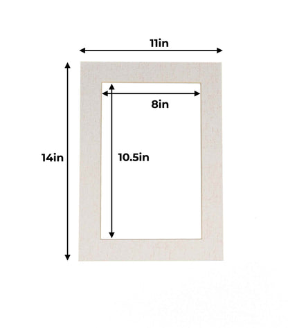 White Linen Canvas Precut Acid-Free Matboard Set with Clear Bag & Backing