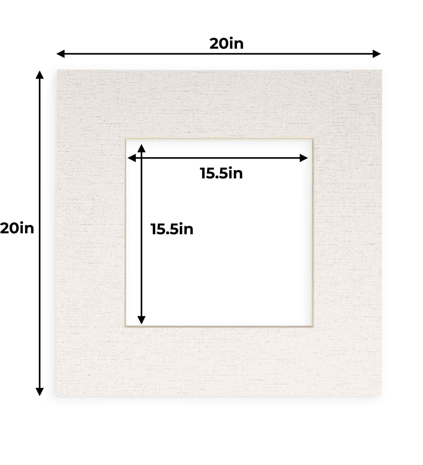 Pack of 25 White Linen Canvas Precut Acid-Free Matboard Set with Clear Bags & Backings