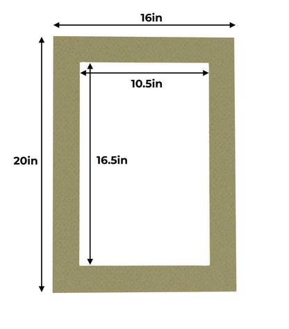 Pack of 25 Valley Green Precut Acid-Free Matboard Set with Clear Bags & Backings