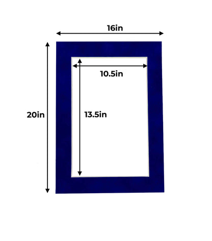 Pack of 10 Royal Blue Suede Precut Acid-Free Matboard Set with Clear Bags & Backings