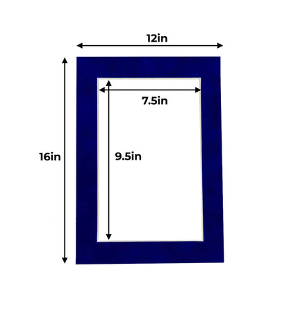 Pack of 10 Royal Blue Suede Precut Acid-Free Matboard Set with Clear Bags & Backings